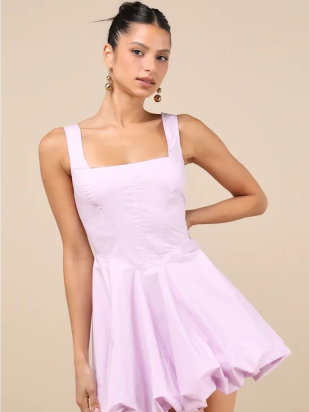 Lulu's Lilac Square-Neck Mini Dress
